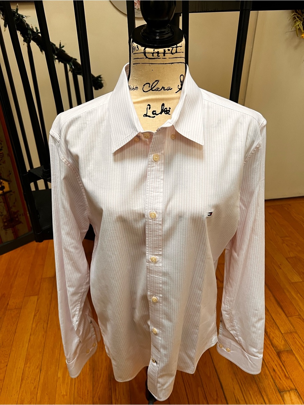 Tommy Hilfiger Men's White Pinstripe Dress Shirt